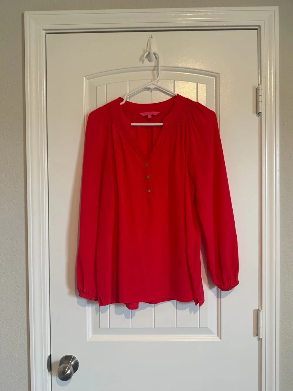 Lilly Pulitzer Pink Long-Sleeve Henley Blouse